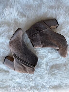 Free People Velvet Block Heel Ankle Boots